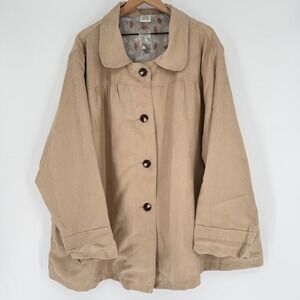 Plus Size 4X Camel Microsuede Swing Coat Lined A Line NWOT